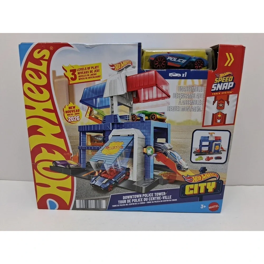 Hot Wheels City Speed Snap Track Downtown Police Tower 2026 NEW 3+
